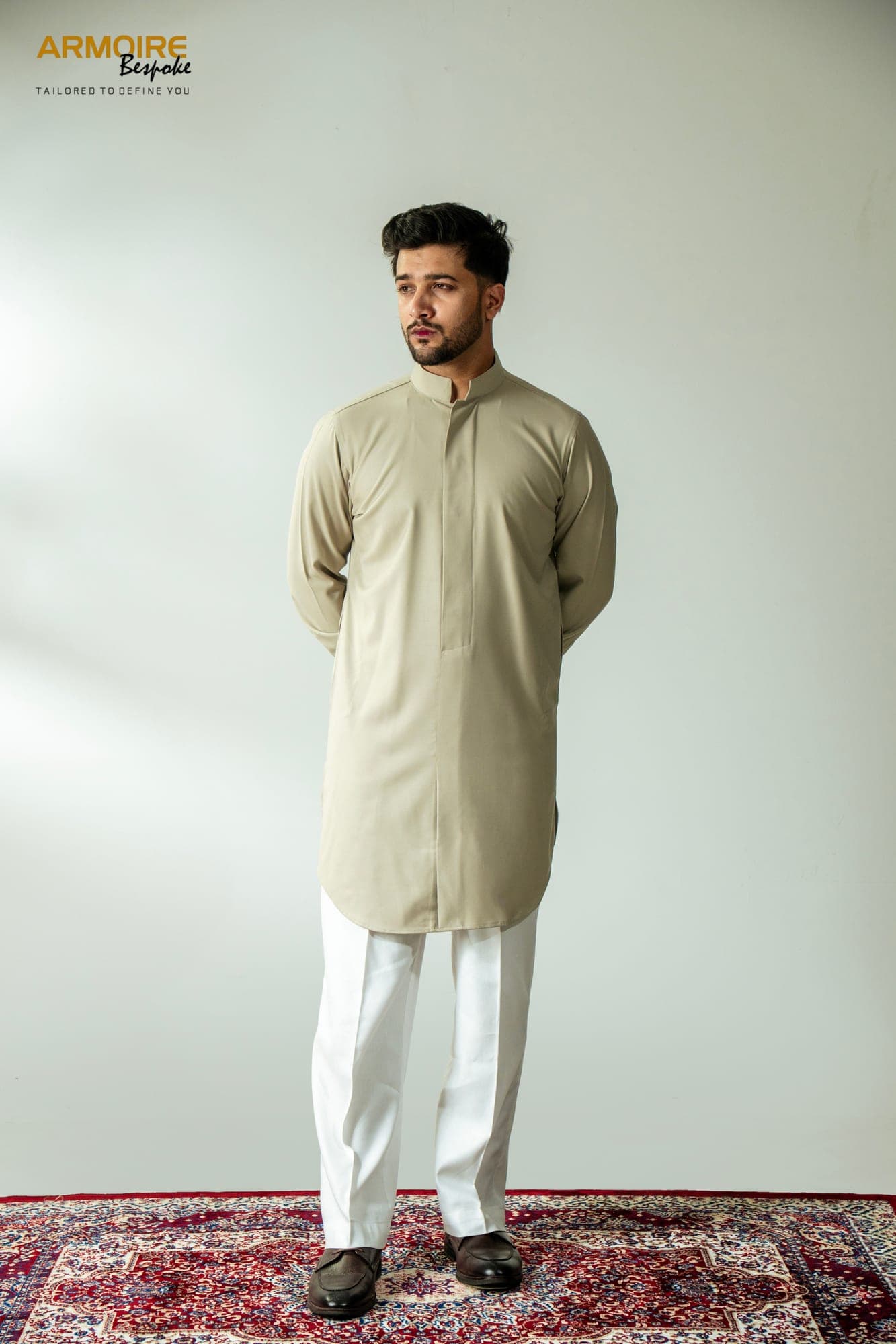 Imperial Sherwani-Cut Kurta – Classic Beige