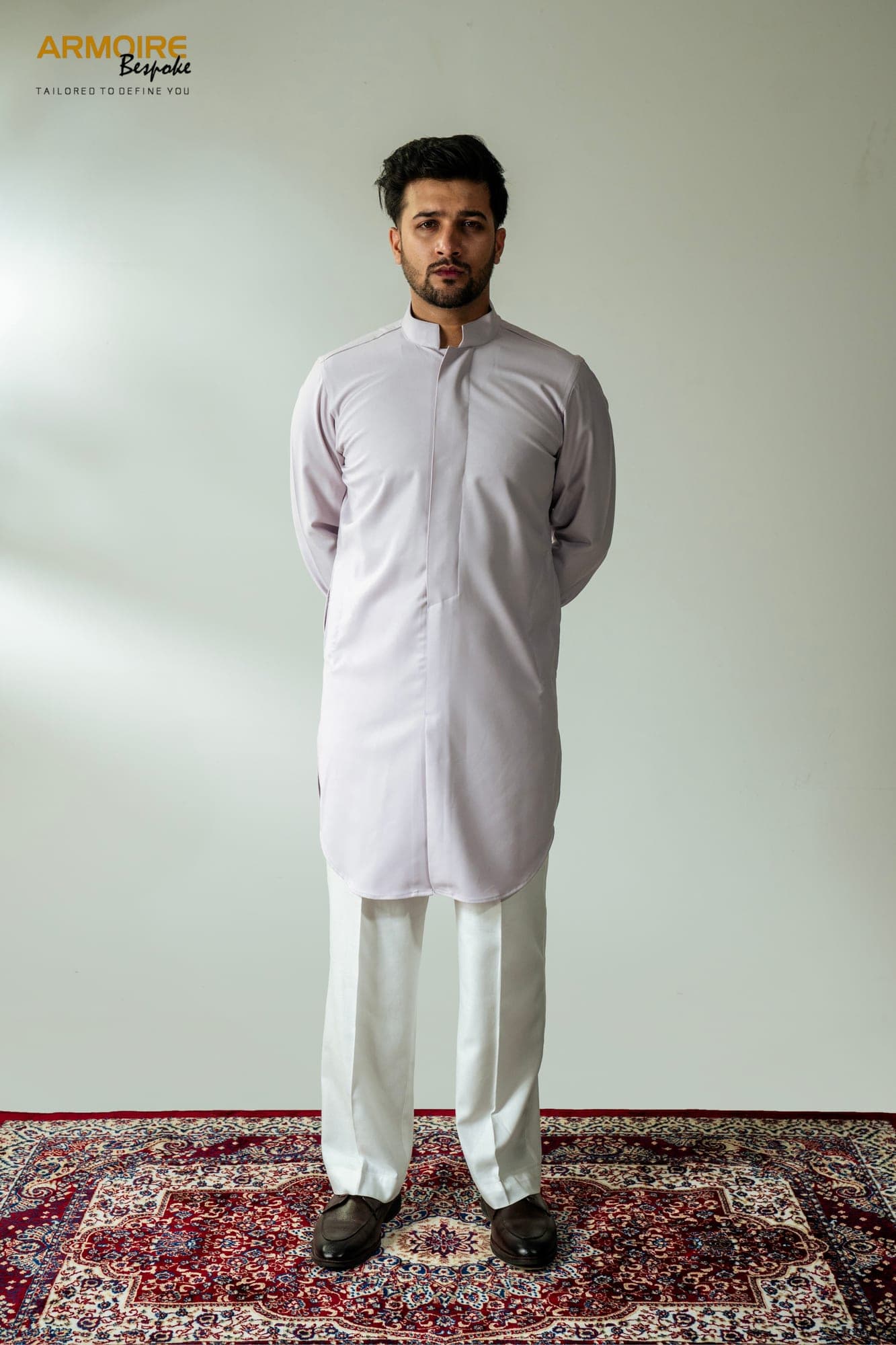 Imperial Sherwani-Cut Kurta – Lilac Mist