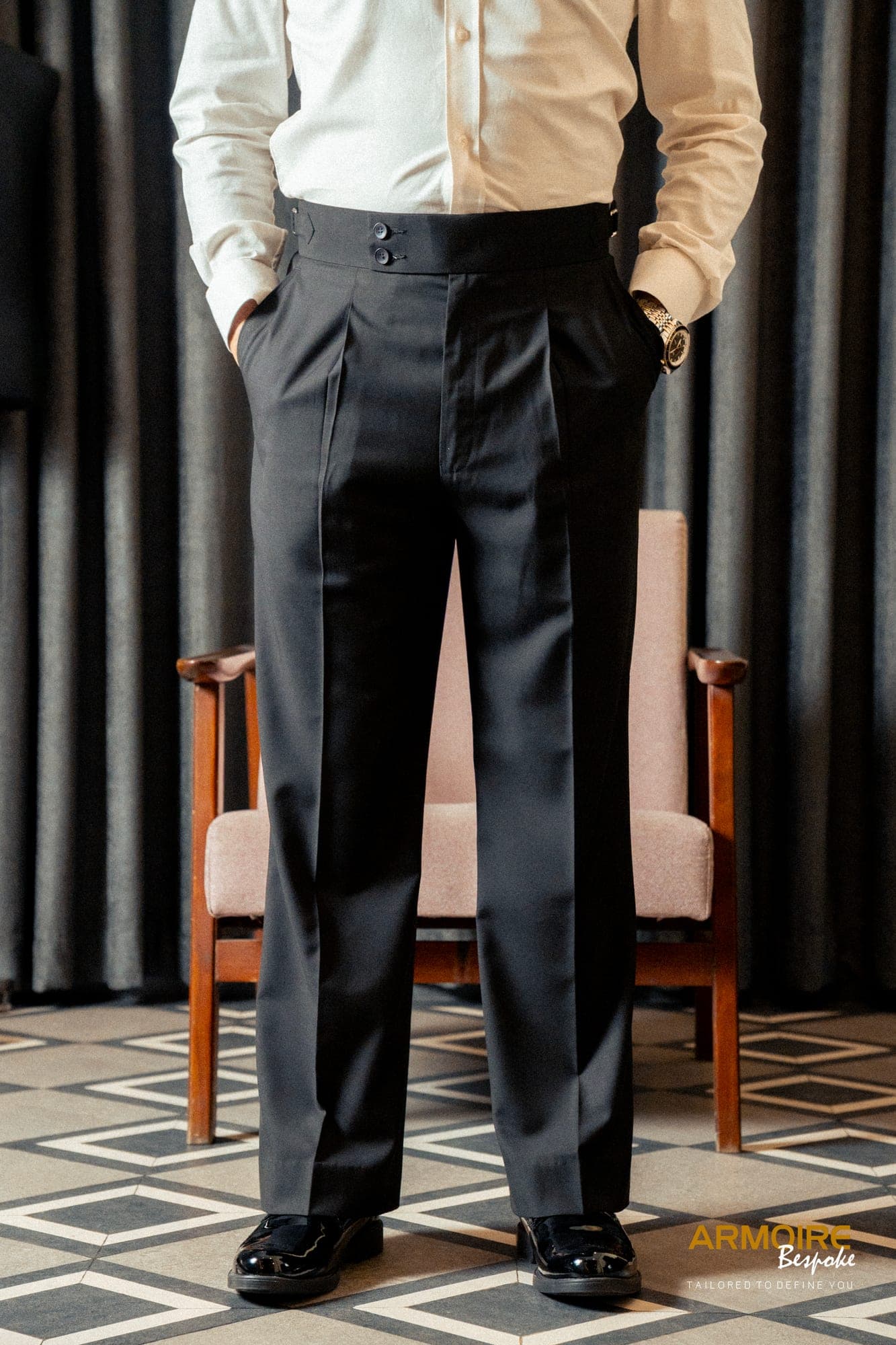 High-Waist Semi Bell-Bottom Trousers
